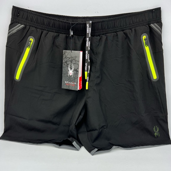 SPYDER MEN'S ACTIVE WEAR,BLACK W/2 POCKETS W/YELLOW ZIPPER,LOGO DIFFERENT SHADES - Picture 5 of 15